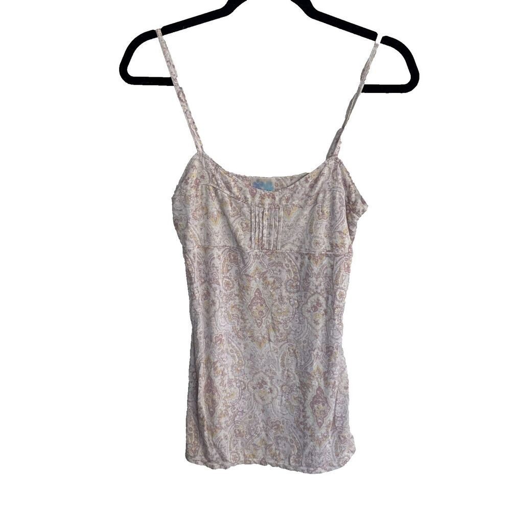 Intimately Free People Pink & Yellow Paisley Spaghetti Strap Camisole Large Y2K